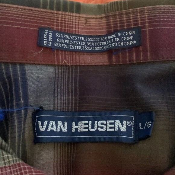 Vintage Van Heusen Plaid Shirt L - Picture 4 of 4